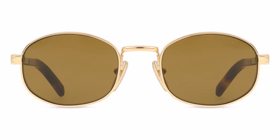Prada PR B53S 5AK09Z Oval Gold Sunglasses